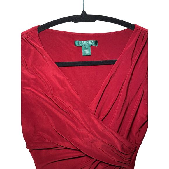 Lauren Ralph Lauren Red Quarter Sleeve - Midi Dress - Picture 4 of 13